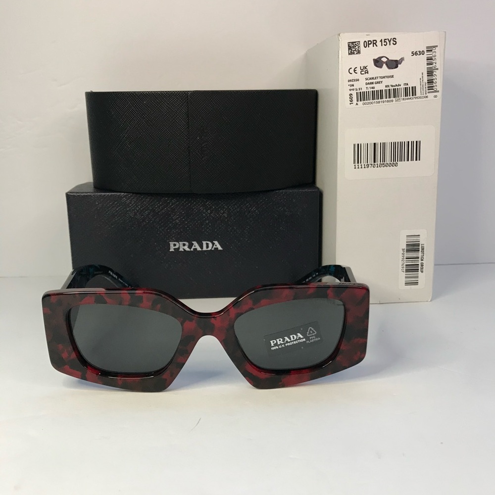 New Authentic Prada Dark Gray Irregular Ladies Sunglasses PR 15YS 09Z5S0 51 - Picture 5 of 14